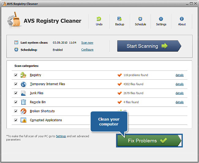 How to fix PC errors with AVS Registry Cleaner? Step 5