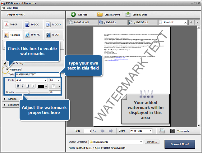 How to add watermark to your documents? Step 4