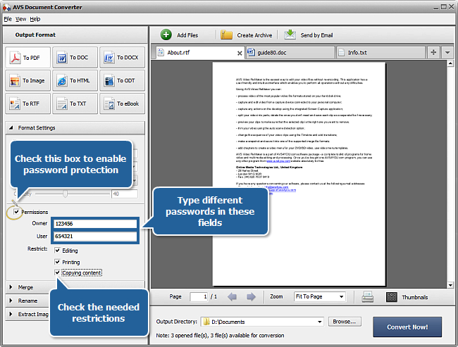 How to protect your documents with a password? Step 4