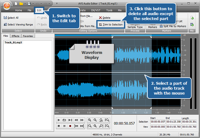 How to create a ringtone with AVS Audio Editor? Step 3