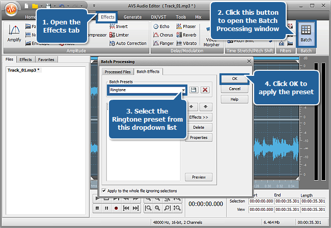 How to create a ringtone with AVS Audio Editor? Step 4