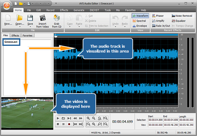 How to mute vuvuzela horns with AVS Audio Editor? Step 2