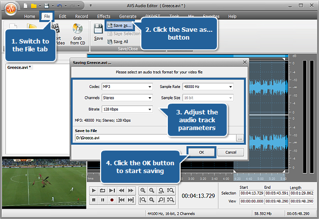 How to mute vuvuzela horns with AVS Audio Editor? Step 5