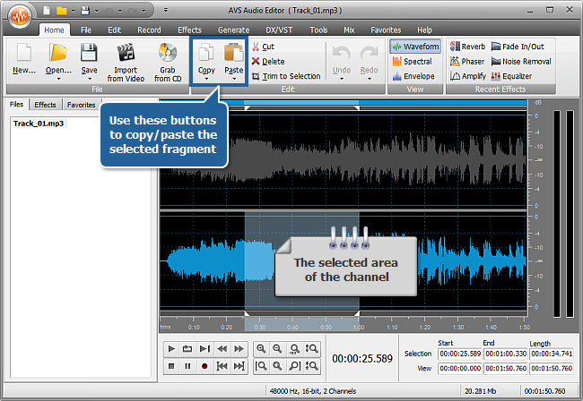 How to edit individual channels with AVS Audio Editor? Step 4