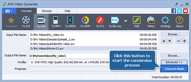 How to convert AVI to DVD? Step 7