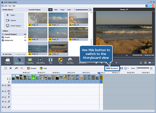 How to create a slideshow using AVS Video Editor? Step 1