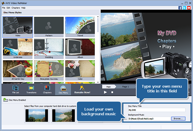 How to create a disc menu using AVS Video ReMaker? Step 5