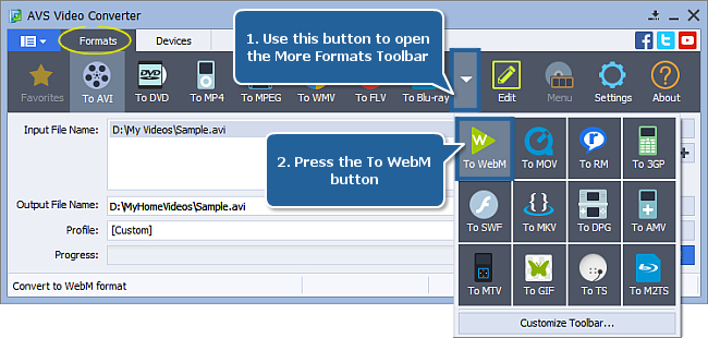 How to convert video to WebM? Step 3
