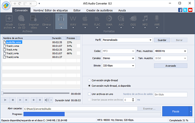 ¿Cómo usar línea de comandos con AVS Audio Converter? Paso 4