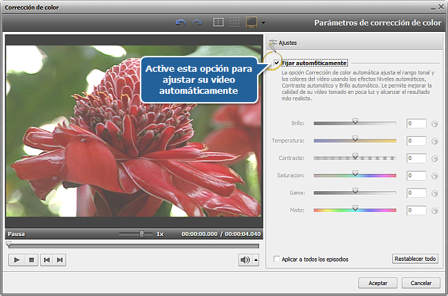 ¿Cómo corregir colores en su vídeo con AVS Video Editor? Paso 2