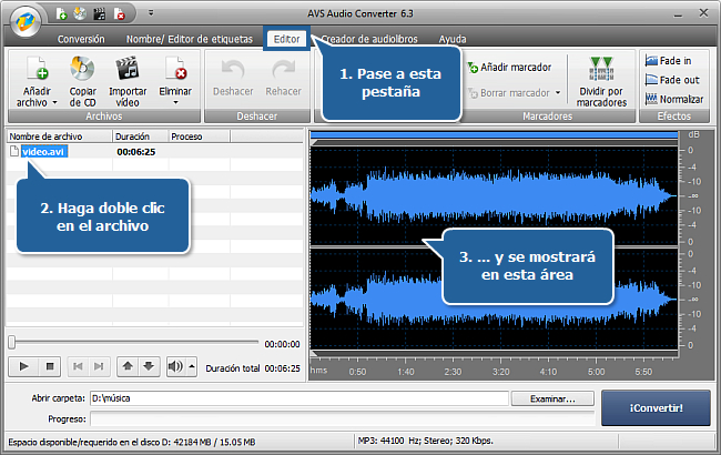 ¿Cómo extraer audio de un archivo de vídeo con AVS Audio Converter? Paso 3