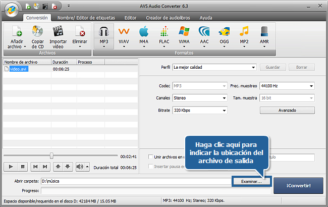 ¿Cómo extraer audio de un archivo de vídeo con AVS Audio Converter? Paso 5