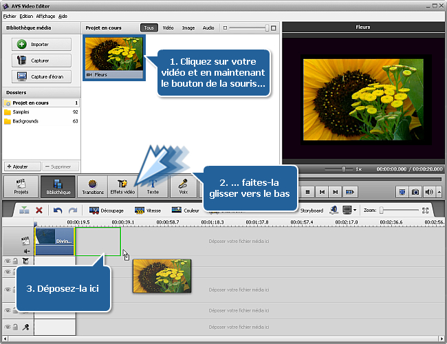 Comment commencer le travail avec AVS Video Editor? Etape 3