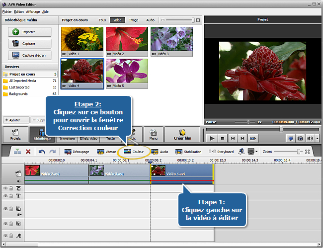 Comment éclaircir une vidéo sombre en utilisant AVS Video Editor? Etape 1