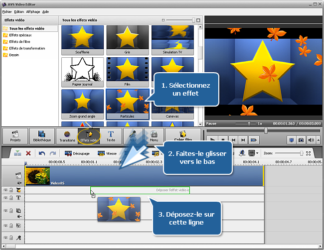 Comment appliquer des effets visuels dans AVS Video Editor? Etape 1