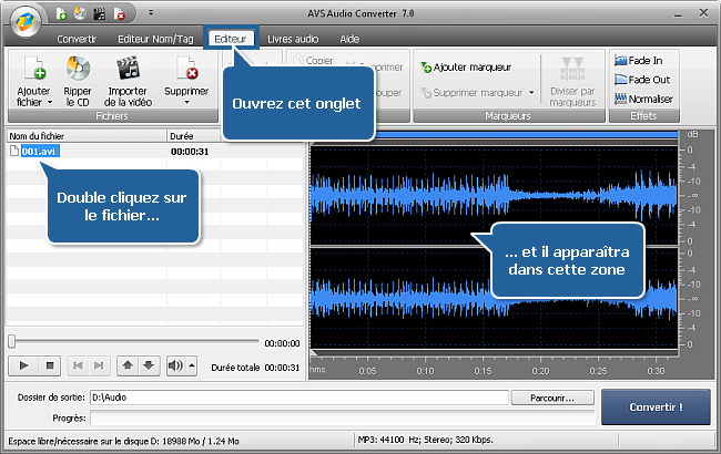 Comment extraire l'audio d'un fichier vidéo avec AVS Audio Converter? Etape 3
