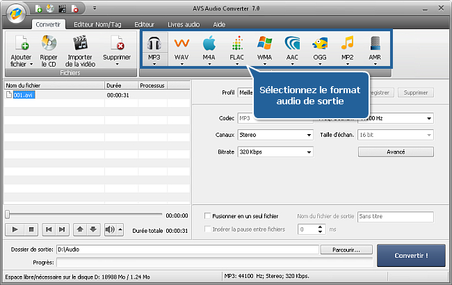 Comment extraire l'audio d'un fichier vidéo avec AVS Audio Converter? Etape 4