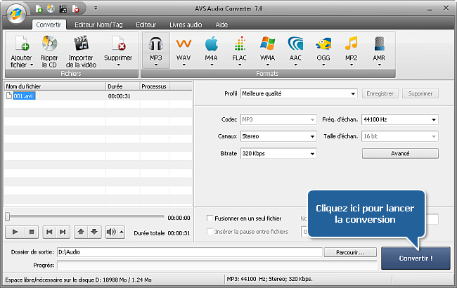 Comment extraire l'audio d'un fichier vidéo avec AVS Audio Converter? Etape 6
