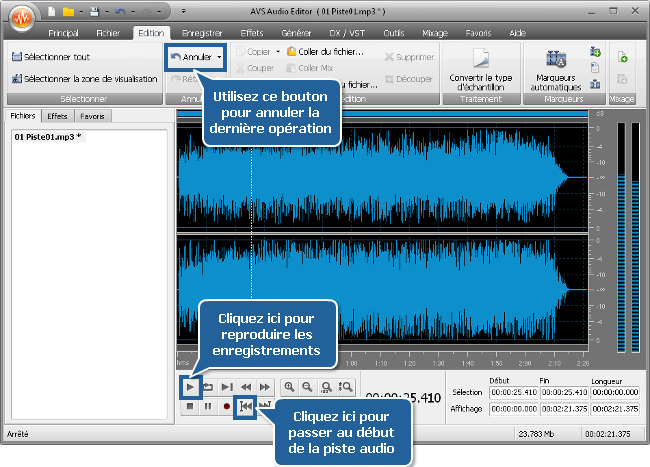 Comment enregistrer la voix sur une piste audio en utilisant AVS Audio Editor? Etape 5
