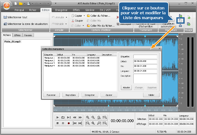 Comment diviser un fichier audio en plusieurs parties avec AVS Audio Editor? Etape 3