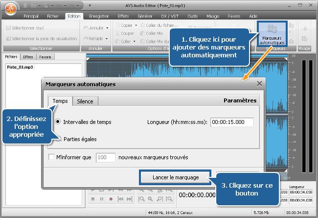 Comment diviser un fichier audio en plusieurs parties avec AVS Audio Editor? SteEtapep 3