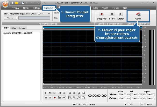 Comment enregistrer de la musique en utilisant AVS Audio Editor? Etape 3