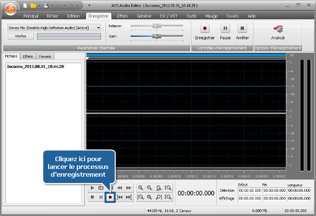 Comment enregistrer de la musique en utilisant AVS Audio Editor? Etape 5
