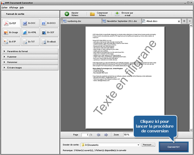 Comment convertir les fichiers DOC/DOCX dans le format PDF? Etape 8