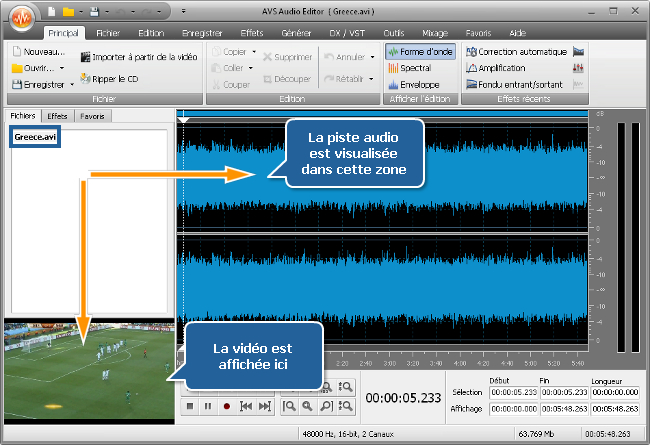 Comment couper le son des vuvuzelas avec AVS Audio Editor? Etape 2