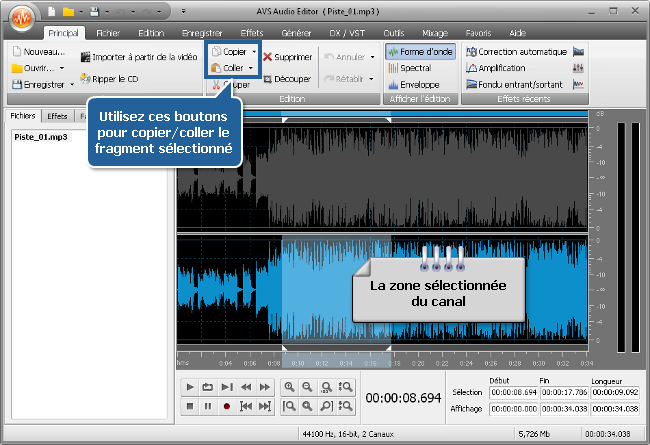 Comment éditer les canaux individuels avec AVS Audio Editor? Etape 4
