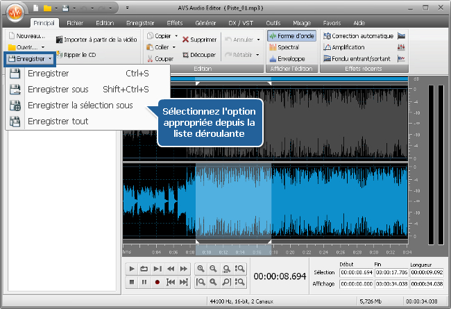 Comment éditer les canaux individuels avec AVS Audio Editor? Etape 6