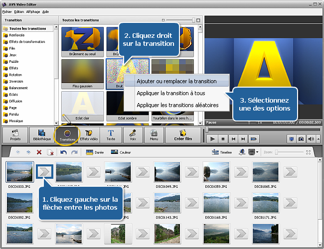 Comment créer un diaporama en utilisant AVS Video Editor? Etape 2