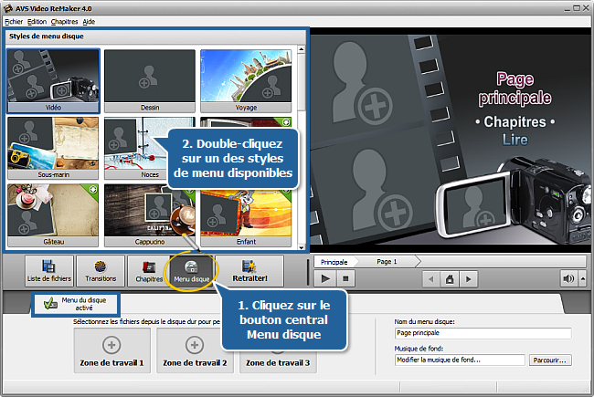 Comment créer un menu de disque en utilisant AVS Video ReMaker? Etape 5