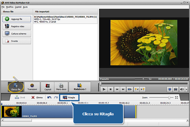 Come elaborare un video DVD personale usando AVS Video ReMaker? Passo 3