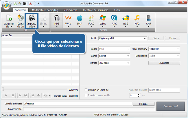 Come si fa a trasferire un audio dal tuo file video con AVS Audio Converter? Passo 2
