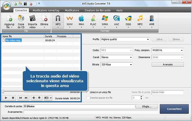 Come si fa a trasferire un audio dal tuo file video con AVS Audio Converter? Passo 2