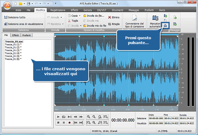 Come dividere un file audio in tracce separate con AVS Audio Editor? Passo 4