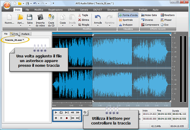 Come unire qualche traccia audio in un file con AVS Audio Editor? Passo 3