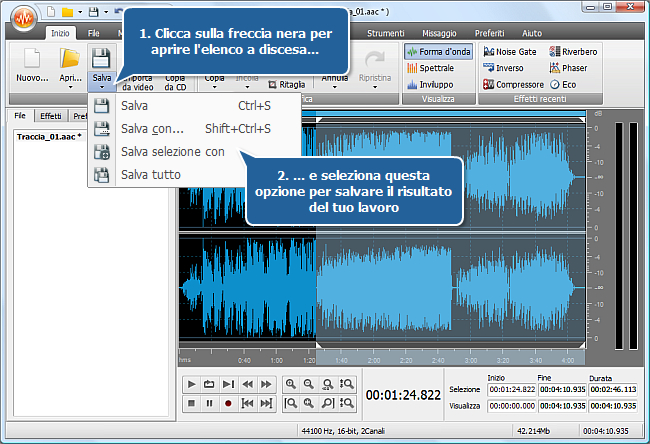 Come unire qualche traccia audio in un file con AVS Audio Editor? Passo 4