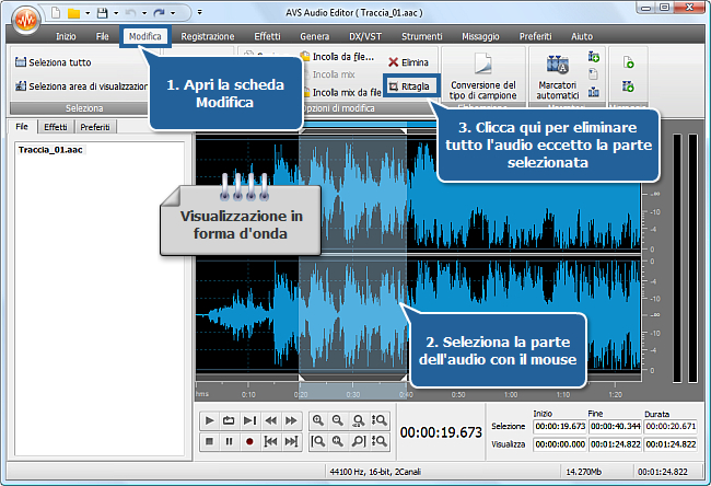Come creare una suoneria usando AVS Audio Editor? Passo 3
