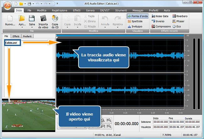 Come eliminare il suono delle vuvuzela usando AVS Audio Editor? Passo 2