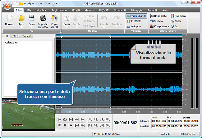 Come eliminare il suono delle vuvuzela usando AVS Audio Editor? Passo 3
